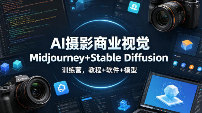 AI摄影商业视觉Midjourney+Stable Diffusion训练营，教程+软件+模型-鼎铸网