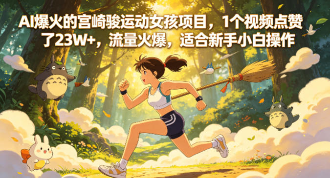 AI爆火的宫崎骏运动女孩项目，1个视频点赞了23W+，流量火爆，适合新手小白操作【详细拆解】-鼎铸网