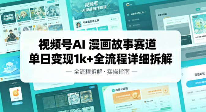 视频号AI漫画故事赛道单日变现1k+全流程详细拆解-鼎铸网