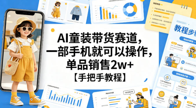 AI童装带货赛道，一部手机就可以操作，单品销售2w+【手把手教程】-鼎铸网