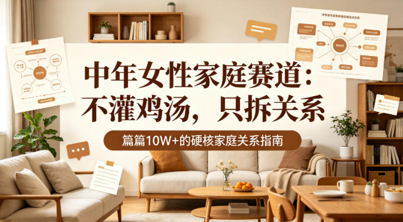 公众号流量主【中年女性家庭赛道】，不讲鸡汤、只拆家庭关系，篇篇10w+-鼎铸网