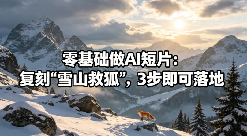 零基础做AI短片：复刻《雪山救狐》，3步即可落地-鼎铸网