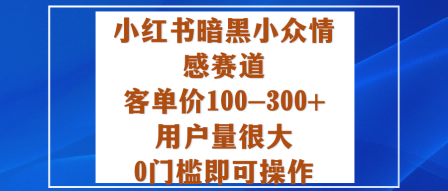 小红书暗黑小众情感赛道，客单价100-300+用户量很大，0门槛即可操作-鼎铸网