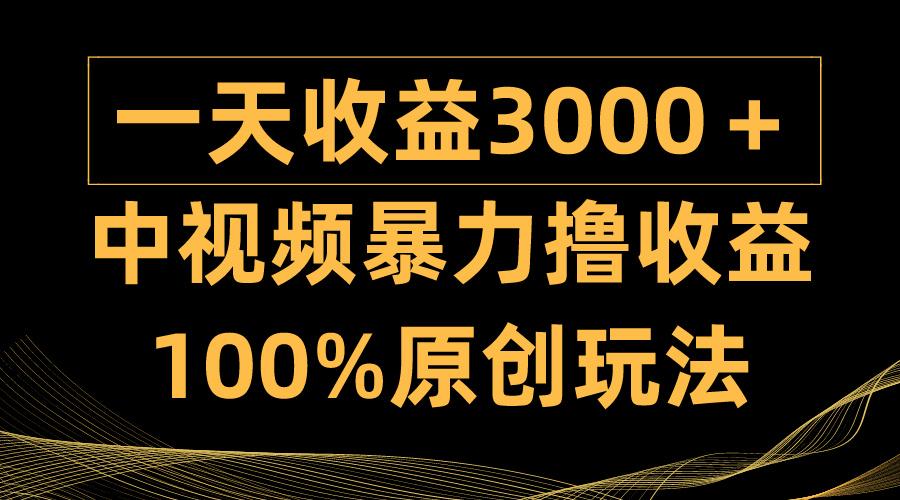(9696期)中视频暴力撸收益，日入3000＋，100%原创玩法，小白轻松上手多种变现方式-鼎铸网