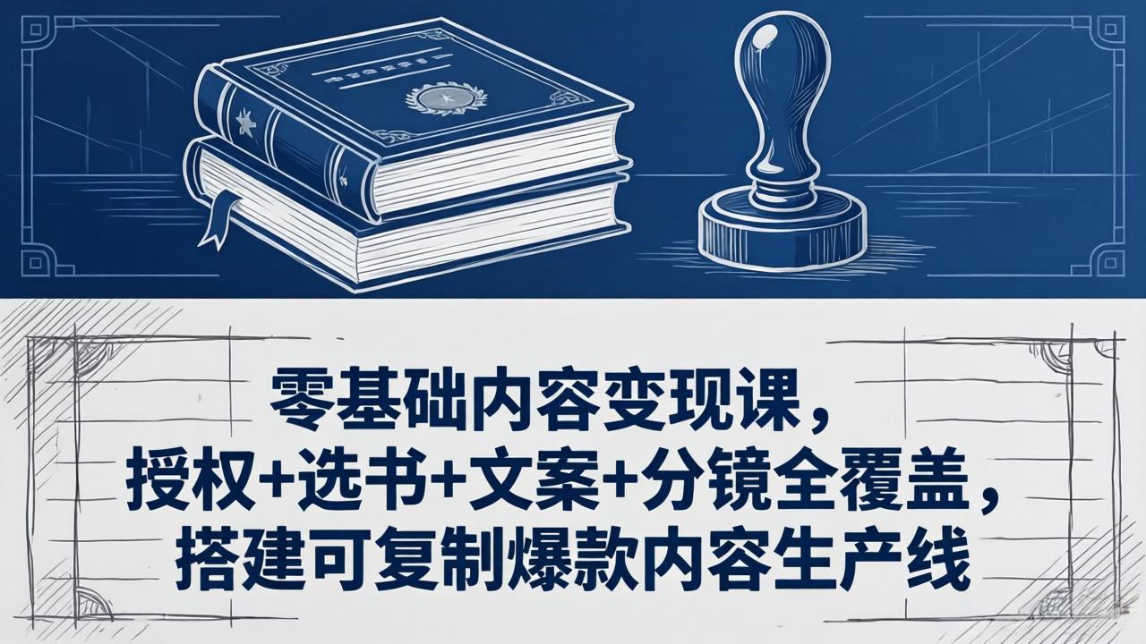 零基础内容变现课，授权+选书+文案+分镜全覆盖，搭建可复制爆款内容生产线-鼎铸网