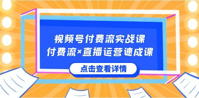 视频号付费流实战课，付费流×直播运营速成课，让你快速掌握视频号核心运营技能-鼎铸网