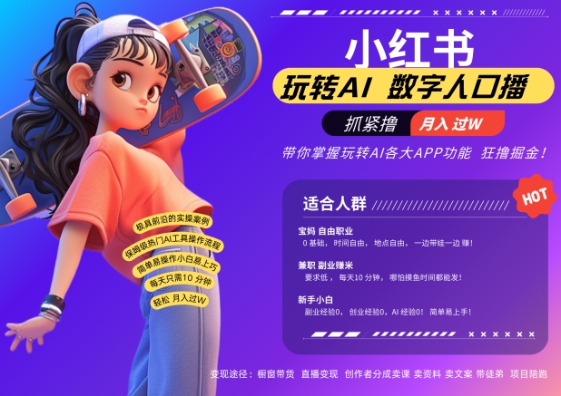 小红书数字人暴力起号，AI改写文案，再也不用费劲录口播，流量火爆月入破W轻松拿捏-鼎铸网