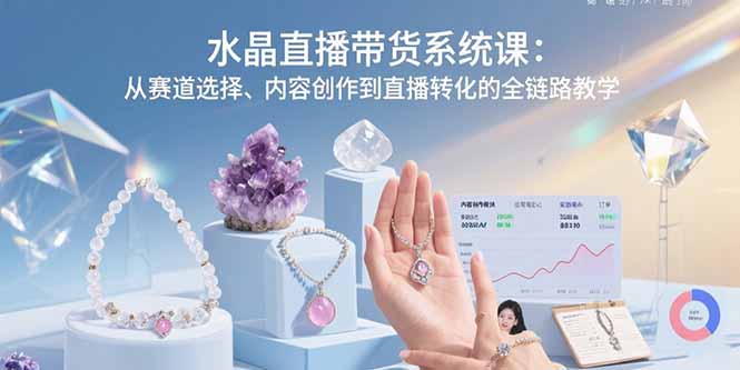 水晶直播带货系统课：从赛道选择、内容创作到直播转化的全链路教学-鼎铸网