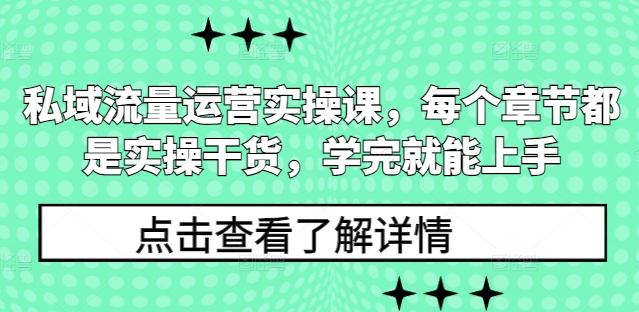 私域流量运营实操课，每个章节都是实操干货，学完就能上手-鼎铸网