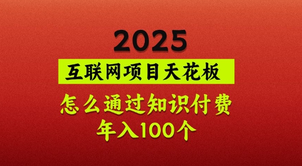 2025项目天花板，普通怎么通过知识付费翻身，年入百个【揭秘】-鼎铸网
