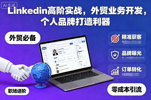 Linkedin高阶实战，外贸业务开发，个人品牌打造利器-鼎铸网