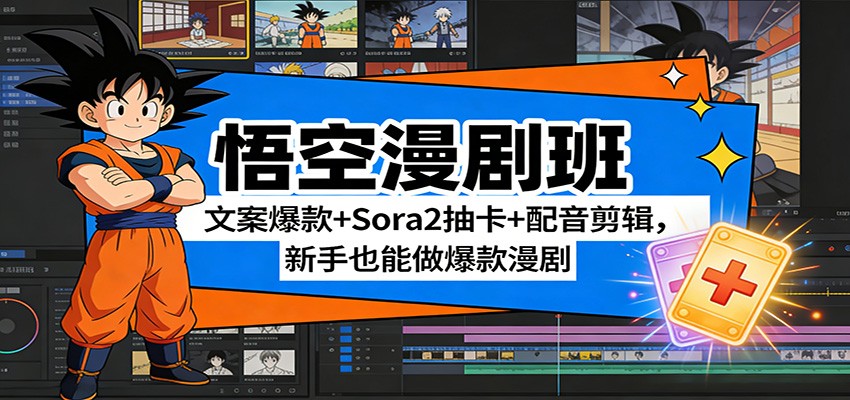 悟空漫剧班：文案爆款+Sora2抽卡+配音剪辑，新手也能做爆款漫剧-鼎铸网