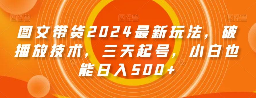 图文带货2024最新玩法，破播放技术，三天起号，小白也能日入500+【揭秘】-鼎铸网