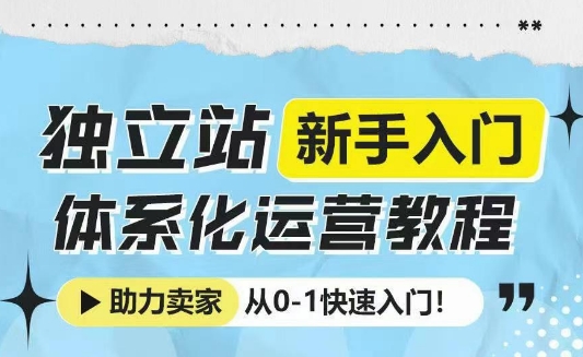 独立站新手入门体系化运营教程，助力独立站卖家从0-1快速入门!-鼎铸网