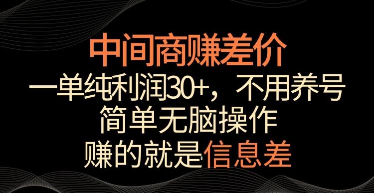 中间商赚差价，一单纯利润30+，简单无脑操作，赚的就是信息差，轻轻松松日入1000+【揭秘】-鼎铸网