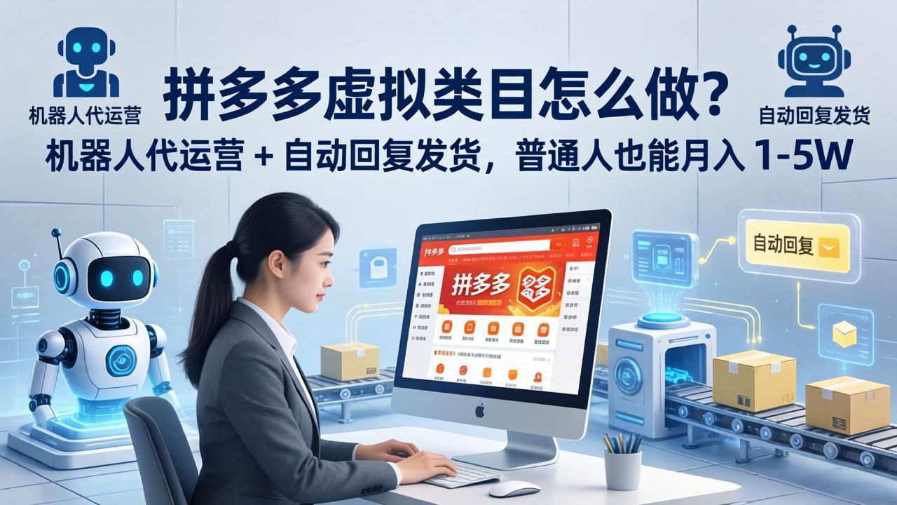 拼多多虚拟类目怎么做？机器人代运营 + 自动回复发货，普通人也能月入 1-5W-鼎铸网