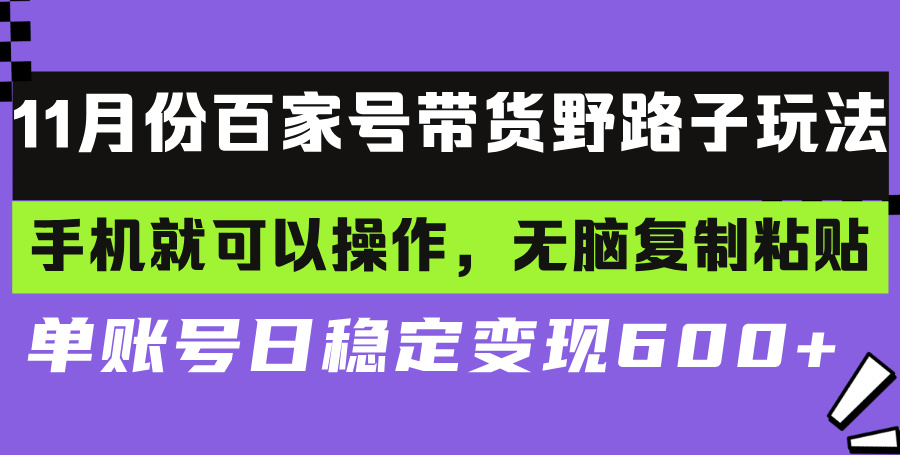 百家号带货野路子玩法 手机就可以操作，无脑复制粘贴 单账号日稳定变现…-鼎铸网