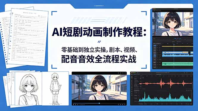 AI短剧动画制作教程：零基础到独立实操，剧本、视频、配音音效全流程实战-鼎铸网