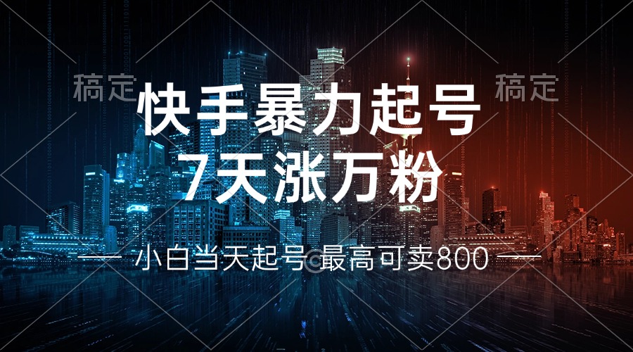 快手暴力起号，7天涨万粉，小白当天起号 多种变现方式，账号回收，单月…-鼎铸网