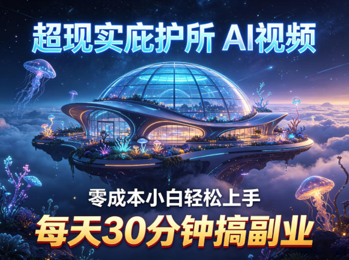 超现实庇护所AI视频项目拆解，零成本小白轻松上手，每天30分钟搞副业-鼎铸网