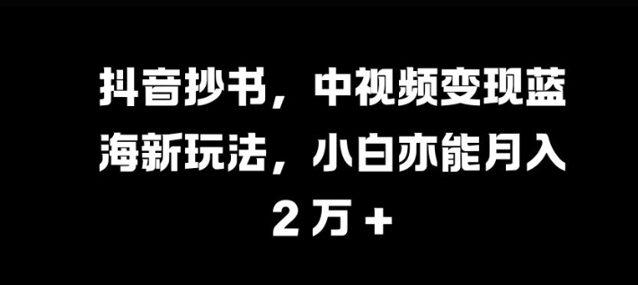 抖音抄书，中视频变现蓝海新玩法，小白亦能月入 过W【揭秘】-鼎铸网