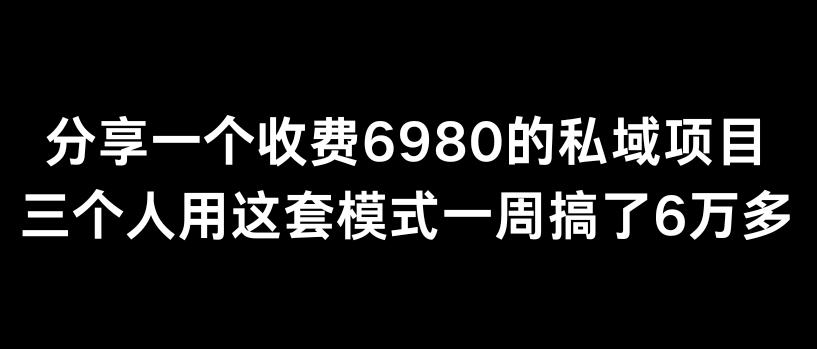 分享一个外面卖6980的私域项目三个人用这套模式一周搞了6万多【揭秘】-鼎铸网