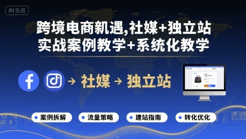 跨境电商新机遇，社媒+独立站，实战案例教学+系统化教学-鼎铸网