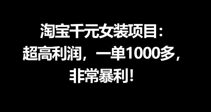 淘宝千元女装项目：超高利润，一单1000多，非常暴利-鼎铸网