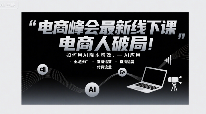 电商峰会最新线下课，电商人破局，如何用AI降本增效，AI应用-全域推广-直播运营-付费流量-鼎铸网