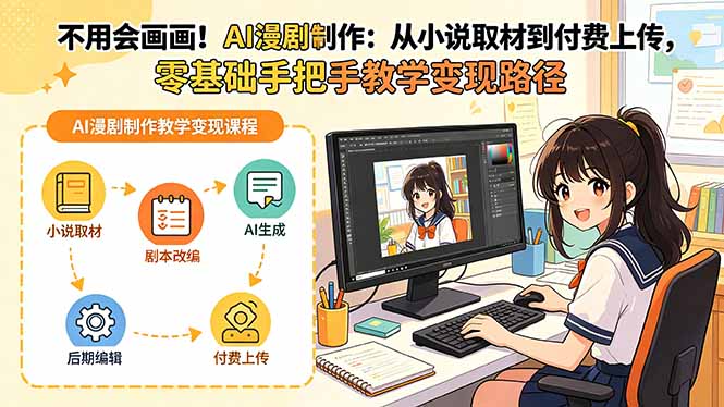 不用会画画！AI漫剧制作：从小说取材到付费上传，零基础手把手教学变现路径-鼎铸网