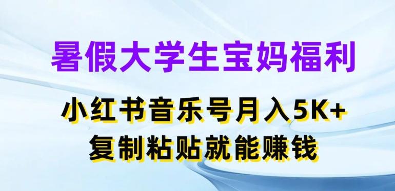 暑假大学生宝妈福利，小红书音乐号月入5000+，复制粘贴就能赚钱【揭秘】-鼎铸网