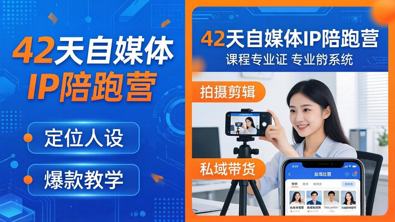 42天自媒体IP陪跑营-26年4月19更新：定位人设爆款全教学，拍摄剪辑私域带货一站式落地-鼎铸网