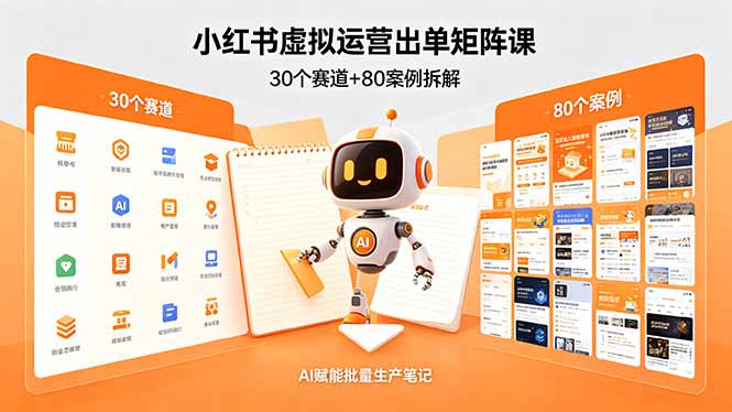 小红书虚拟运营出单矩阵课：30个赛道+80案例拆解，AI赋能批量生产笔记-鼎铸网