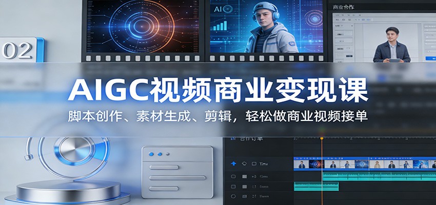 AIGC视频商业变现课：脚本创作、素材生成、剪辑，轻松做商业视频接单-鼎铸网