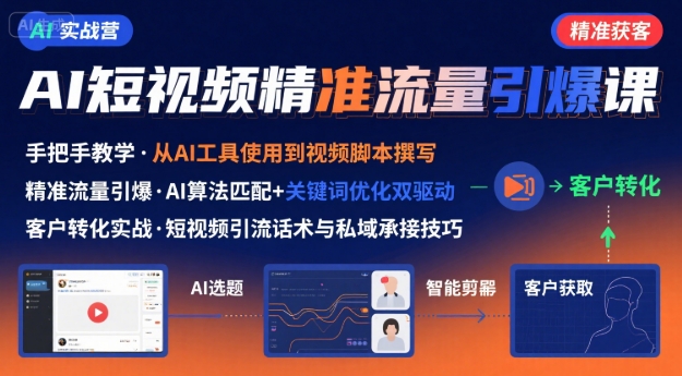 AI+短视频引爆精准客户实战营，手把手教你引爆Ai短视频精准流量-鼎铸网