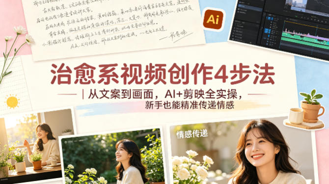 治愈系视频创作4步法｜从文案到画面，AI+剪映全实操，新手也能精准传递情感-鼎铸网