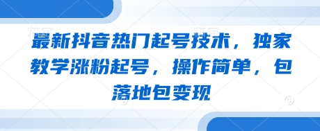 最新抖音热门起号技术，独家教学涨粉起号，操作简单，包落地包变现-鼎铸网
