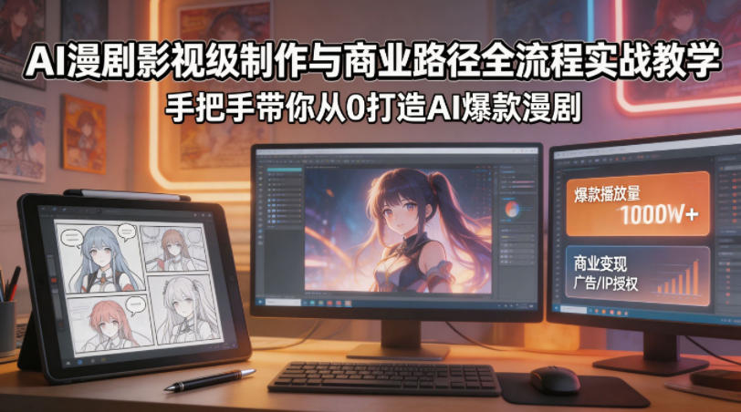 AI漫剧影视级制作与商业路径全流程实战教学，手带你从0打造AI爆款漫剧-鼎铸网