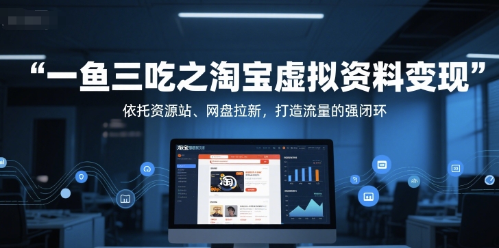 一鱼三吃之淘宝虚拟资料变现，依托资源站、网盘拉新，打造流量的强闭环-鼎铸网