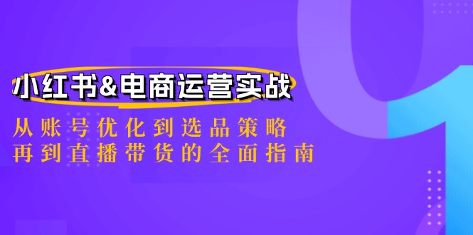 小红书&电商运营实战：从账号优化到选品策略，再到直播带货的全面指南-鼎铸网