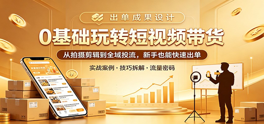 0基础玩转短视频带货：从拍摄剪辑到全域投流，新手也能快速出单-鼎铸网