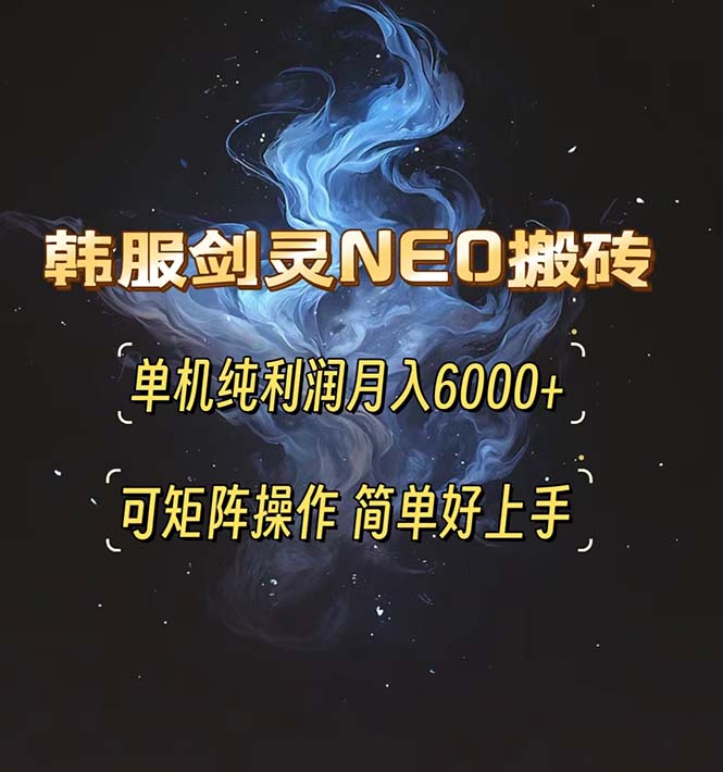韩服剑灵NEO搬砖攻略，单机纯利润月入6000+ 可矩阵操作，简单好上手。-鼎铸网