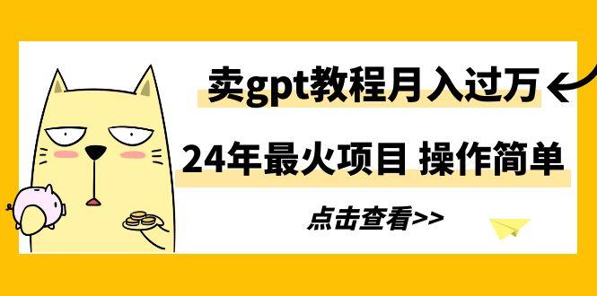 24年最火项目，卖gpt教程月入过万，操作简单-鼎铸网