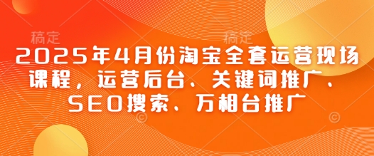 2025年4月份淘宝全套运营现场课程，运营后台、关键词推广、SEO搜索、万相台推广-鼎铸网