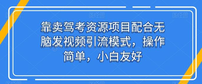 靠卖驾考资源项目配合无脑发视频引流模式，操作简单，小白友好【揭秘】-鼎铸网