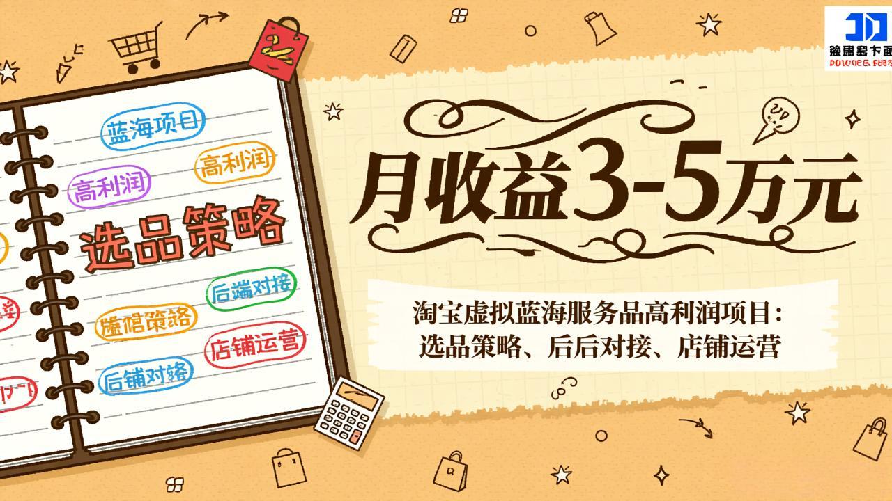 淘宝虚拟蓝海服务品高利润项目：选品策略、后端对接、店铺运营，月收益可达3-5万元-鼎铸网