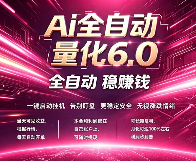 最新AI量化交易6.0，24小时自动运行，绿色稳定！日入1000+-鼎铸网