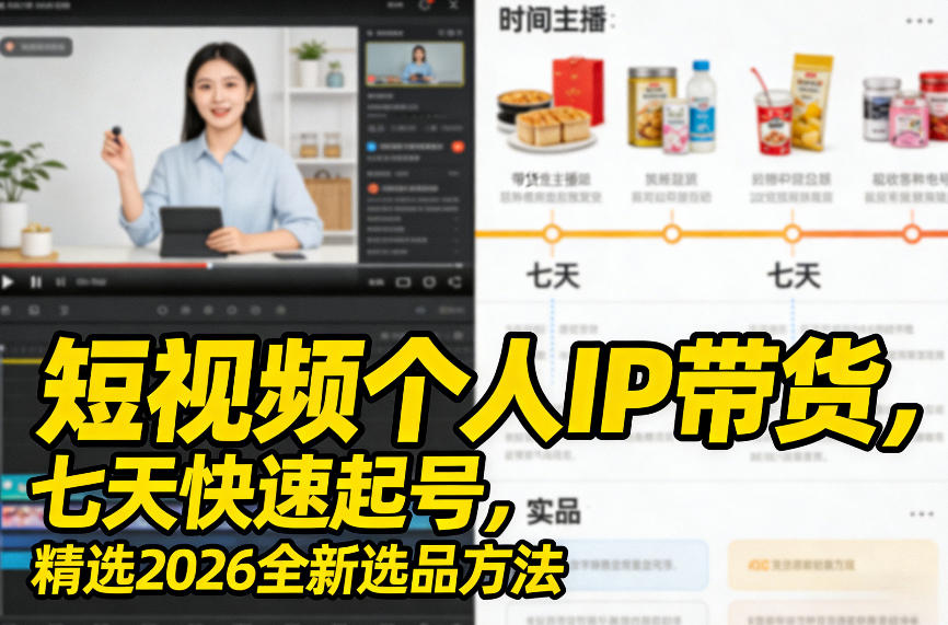 短视频个人IP带货，七天快速起号，精选2026全新选品方法-鼎铸网