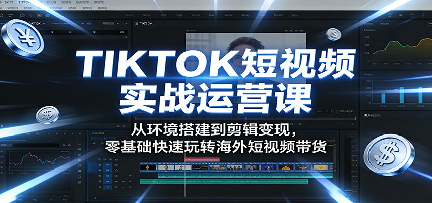 TIKTOK短视频实战运营课：从环境搭建到剪辑变现，零基础快速玩转海外短视频带货-鼎铸网