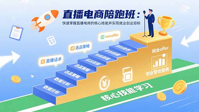 直播电商陪跑班：快速掌握直播电商的核心技能并实现就业/创业目标-鼎铸网